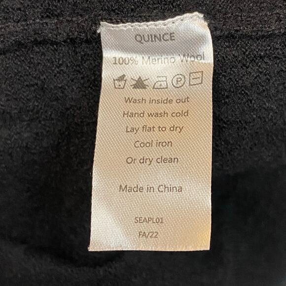 Quince Womens Black Knit 100% Merino Wool Crewneck Pullover Sweater Size Medium - Picture 5 of 8